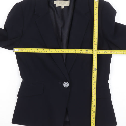 Hobbs Women Black Wool-Blend Slim Fit One Button Blazer UK 8