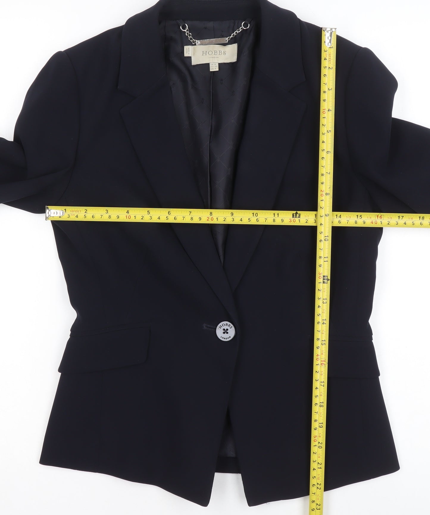 Hobbs Women Black Wool-Blend Slim Fit One Button Blazer UK 8