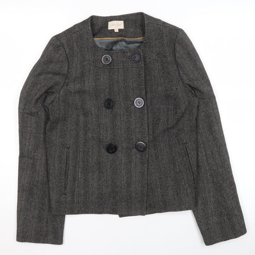 Whistles Women Grey Wool Blend Double-Breasted Suit Jacket UK 8