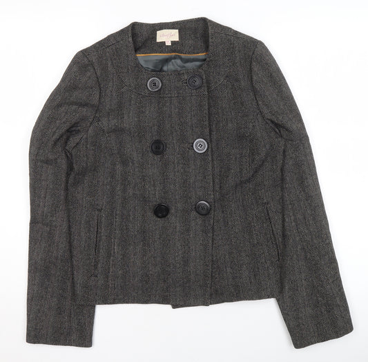 Whistles Women Grey Wool Blend Double-Breasted Suit Jacket UK 8