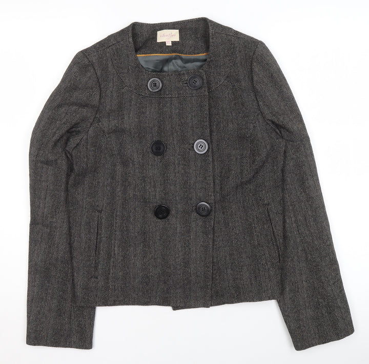 Whistles Women Grey Wool Blend Double-Breasted Suit Jacket UK 8
