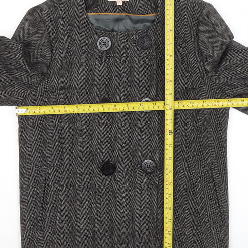 Whistles Women Grey Wool Blend Double-Breasted Suit Jacket UK 8