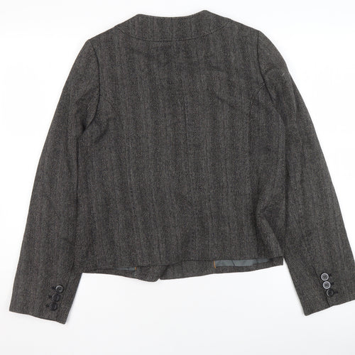 Whistles Women Grey Wool Blend Double-Breasted Suit Jacket UK 8