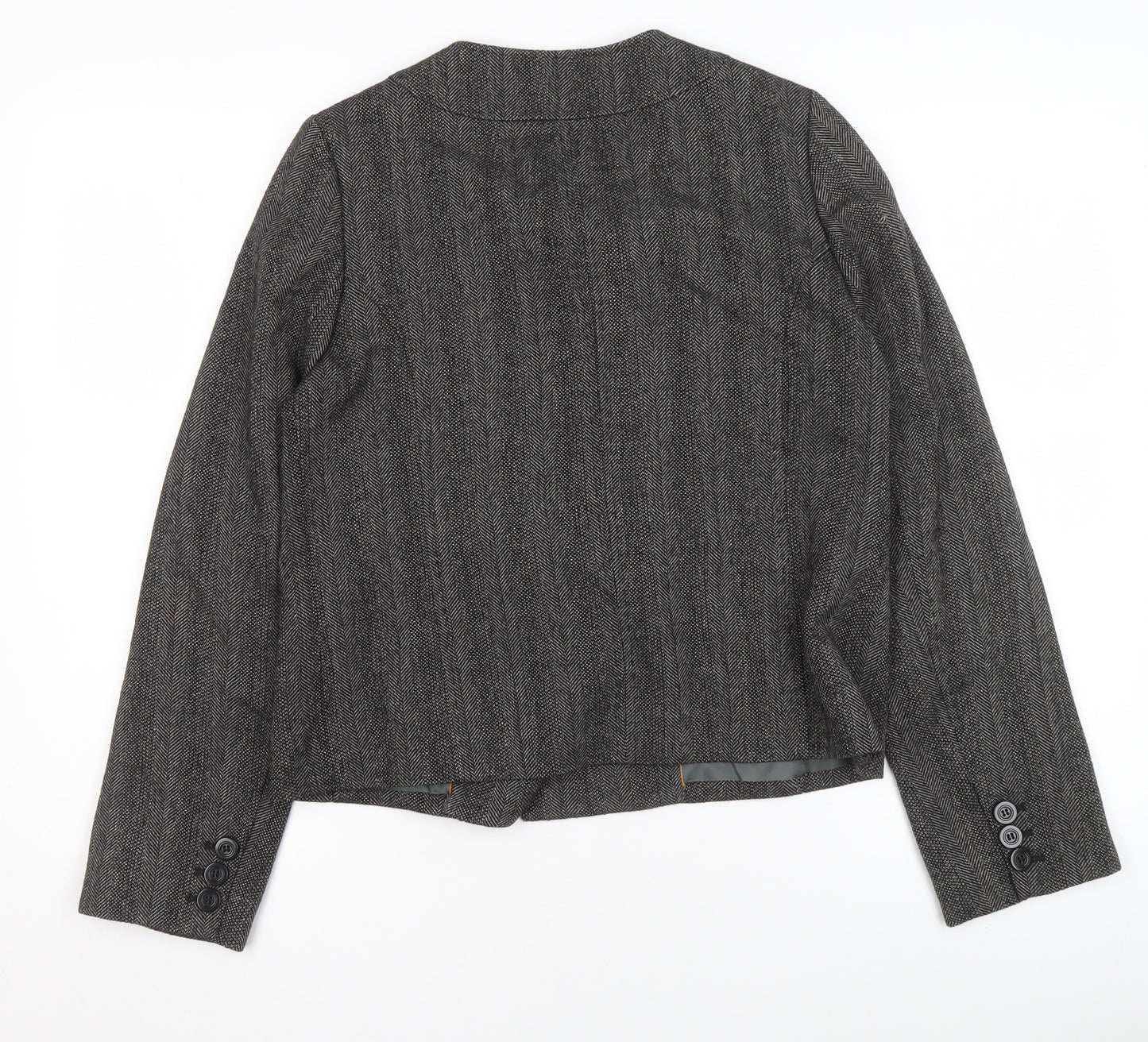 Whistles Women Grey Wool Blend Double-Breasted Suit Jacket UK 8