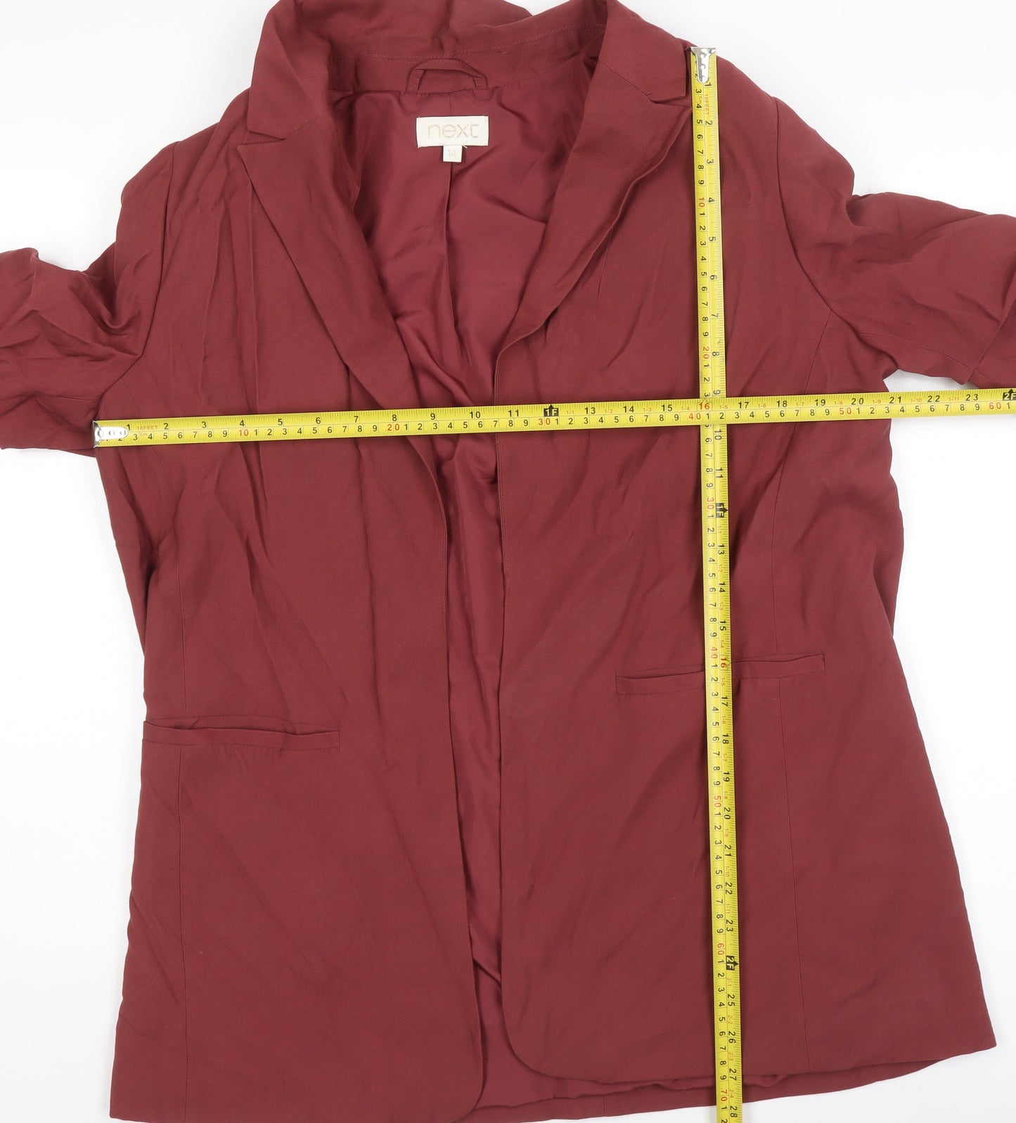 Next Women’s Red Blazer Size 14 Regular Mid-Length Lined Jacket