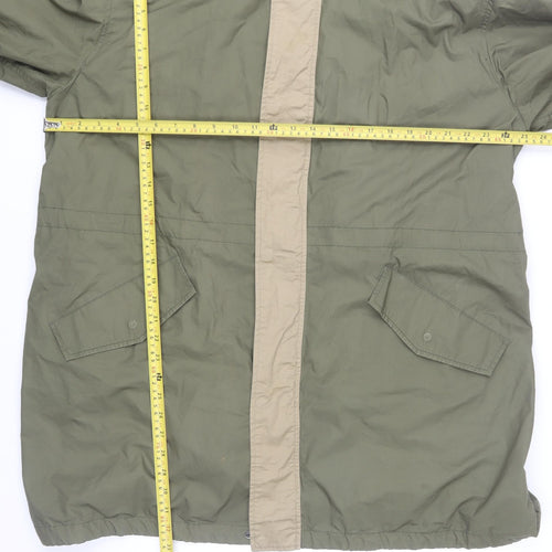 Burton Mens Green Cotton Hooded Parka Jacket Size L Regular Fit