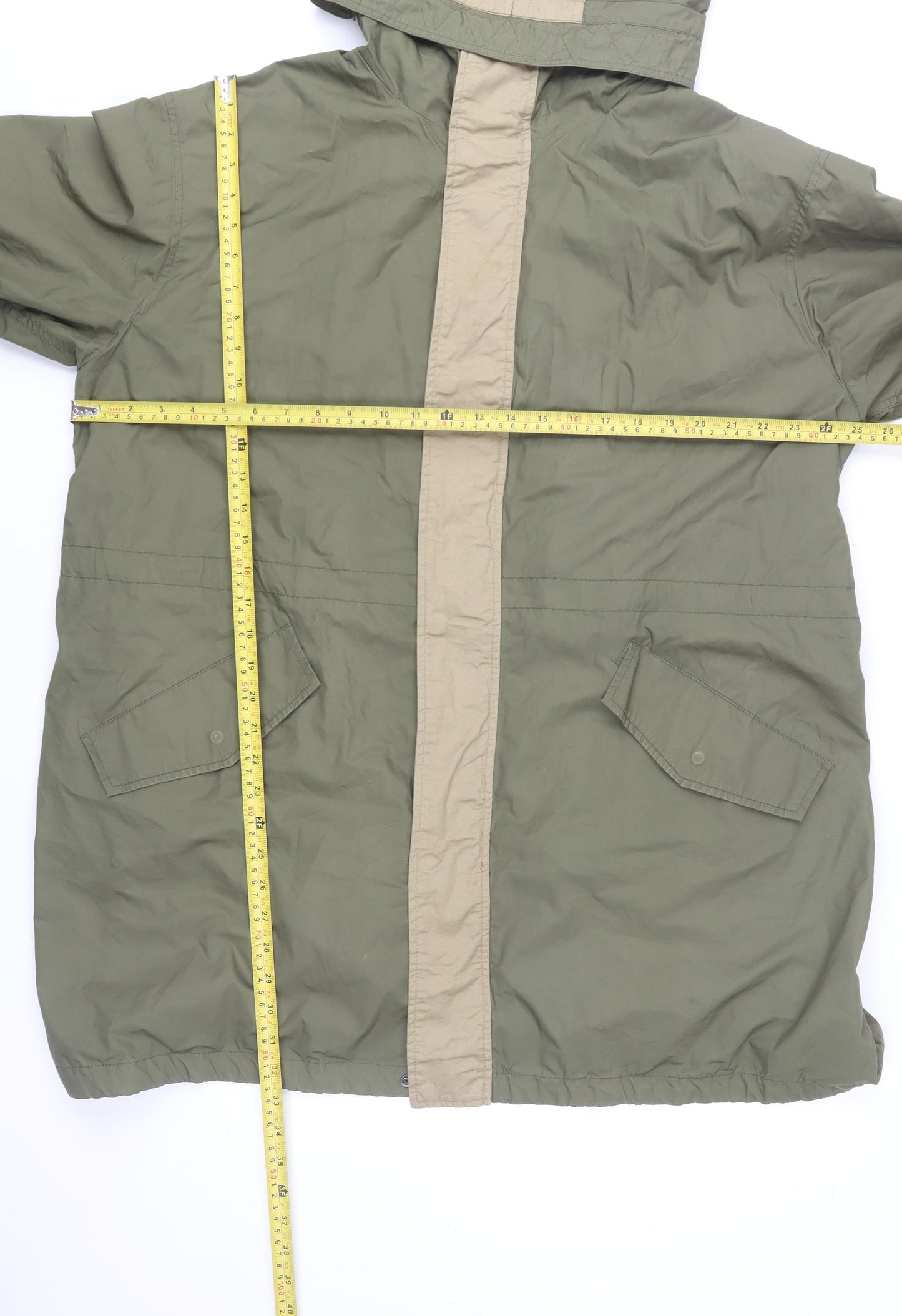 Burton Mens Green Cotton Hooded Parka Jacket Size L Regular Fit
