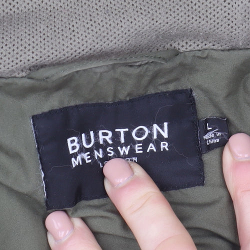 Burton Mens Green Cotton Hooded Parka Jacket Size L Regular Fit