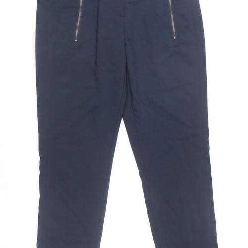 Fransa Women Blue Slim Fit Ankle Trousers Size 8
