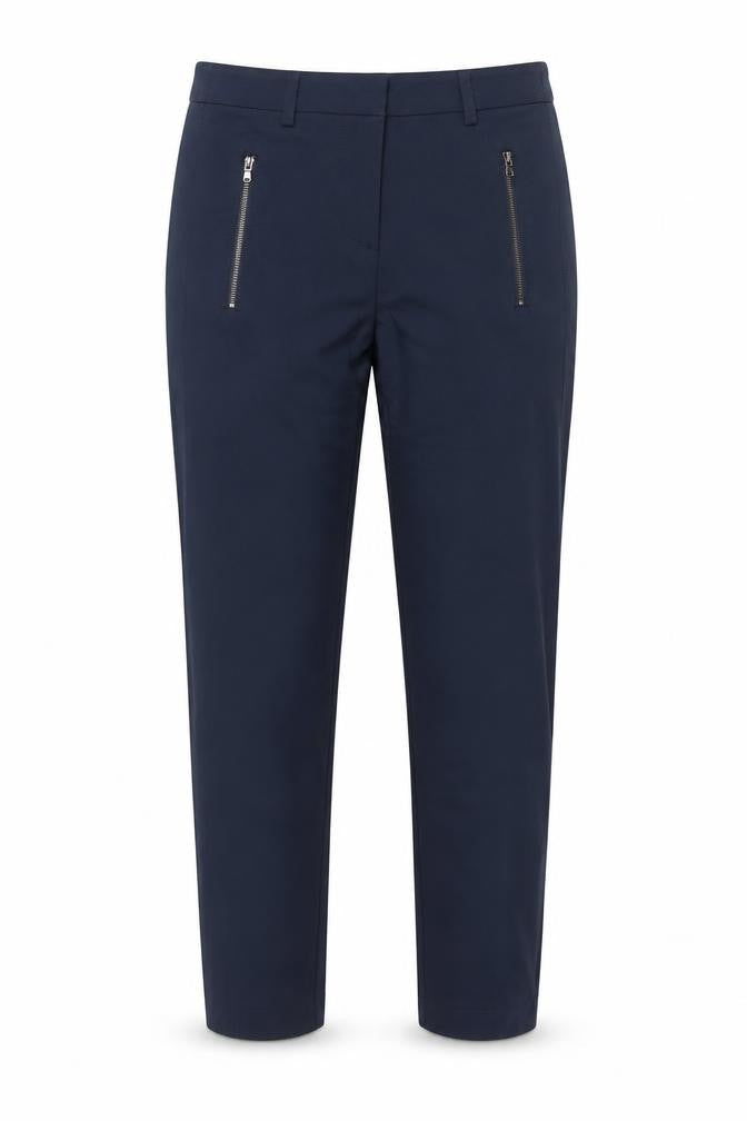 Front view of Fransa Women Blue Slim Fit Ankle Trousers, size 8