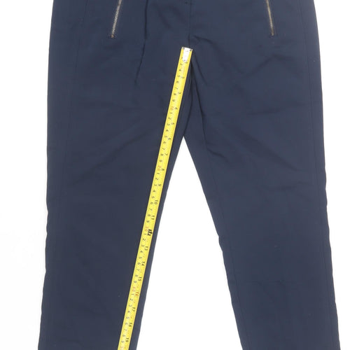 Fransa Women Blue Slim Fit Ankle Trousers Size 8