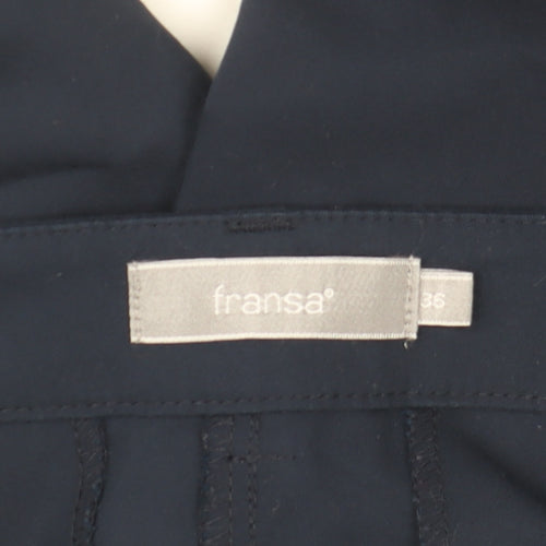 Fransa Women Blue Slim Fit Ankle Trousers Size 8