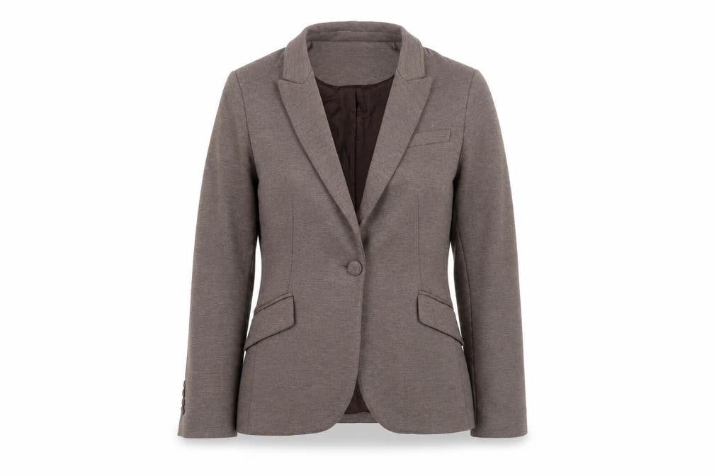 Front view of AGGI Women's Brown Wool Blend Slim Fit Blazer, size 6