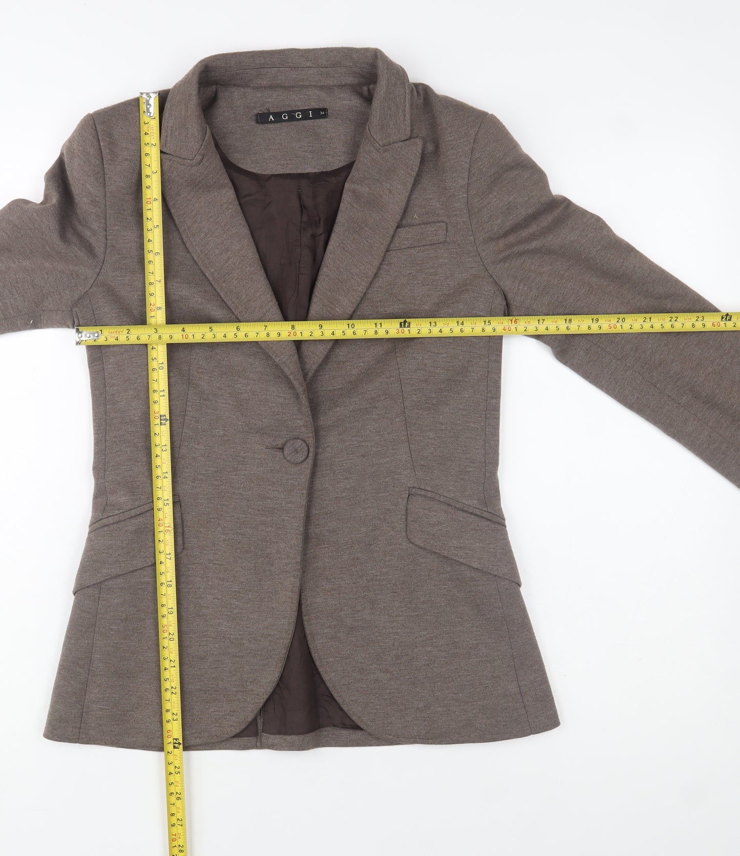 AGGI Women's Brown Wool Blend Slim Fit Blazer Size 6