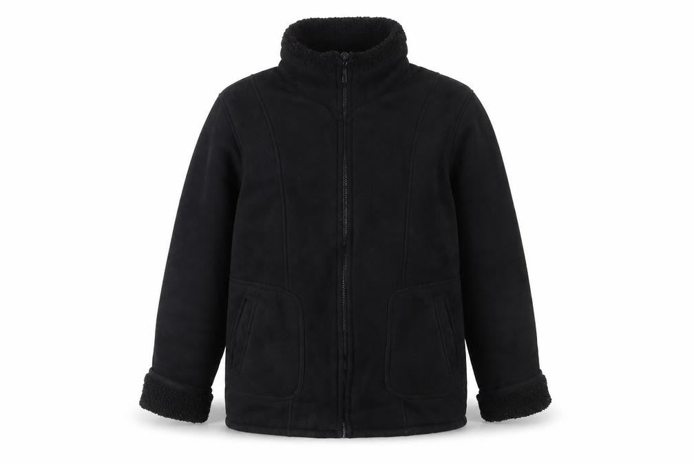 Front view of Arctic Storm Women's Black Faux Leather Lined Winter Jacket, size S
