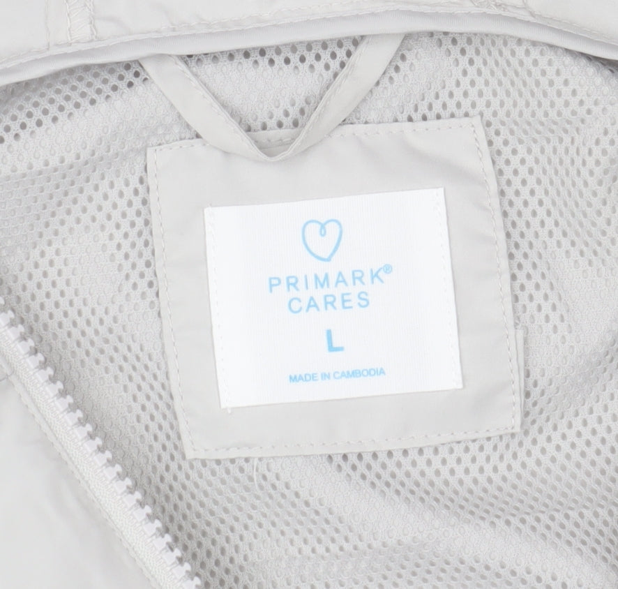 Primark Cares Women’s Grey Hooded Windbreaker Jacket Size L