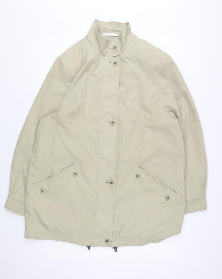 Marks & Spencer Women’s Beige Mid-Length Rain Coat Size 14 Water Resistant Classic Style