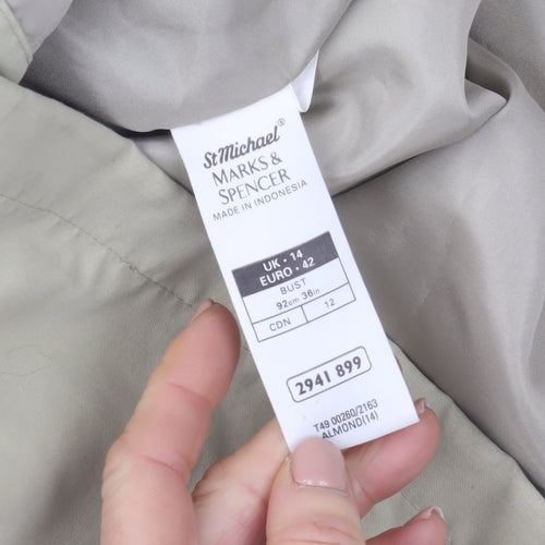 Marks & Spencer Women’s Beige Mid-Length Rain Coat Size 14 Water Resistant Classic Style