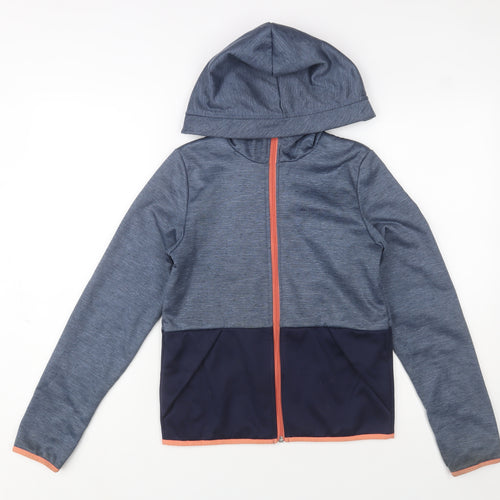 Decathlon Girls Blue Hooded Full Zip Activewear Jacket 14 Years
