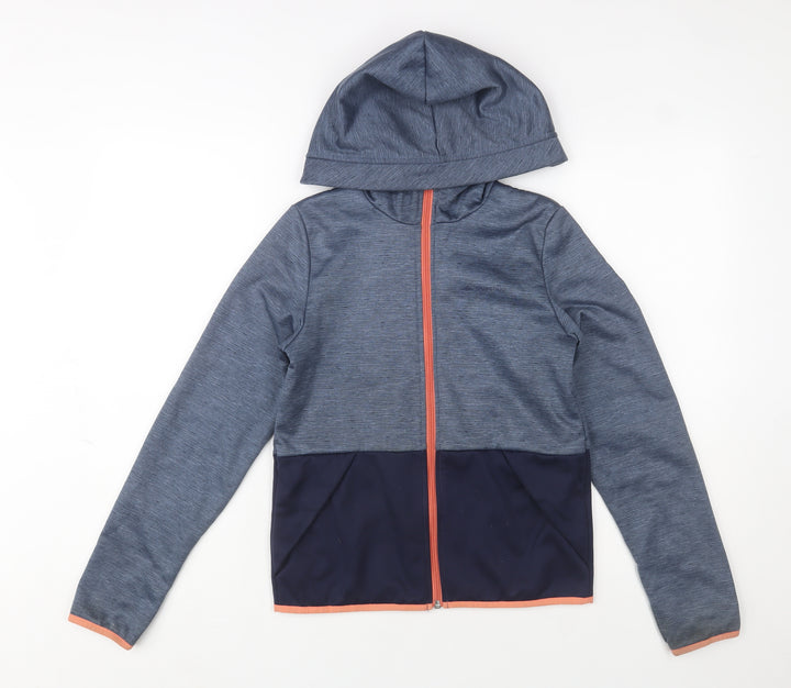 Decathlon Girls Blue Hooded Full Zip Activewear Jacket 14 Years