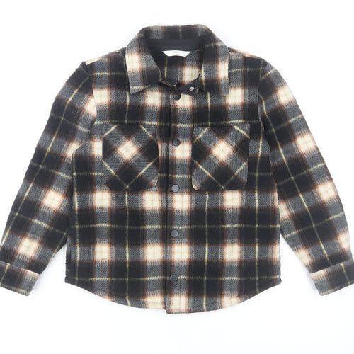 Marks and Spencer Boys Brown Check Long Sleeve Button-Up Shirt 8-9 Years