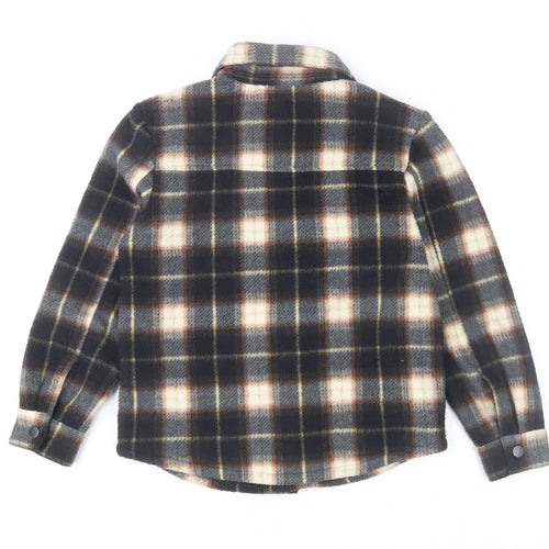 Marks and Spencer Boys Brown Check Long Sleeve Button-Up Shirt 8-9 Years