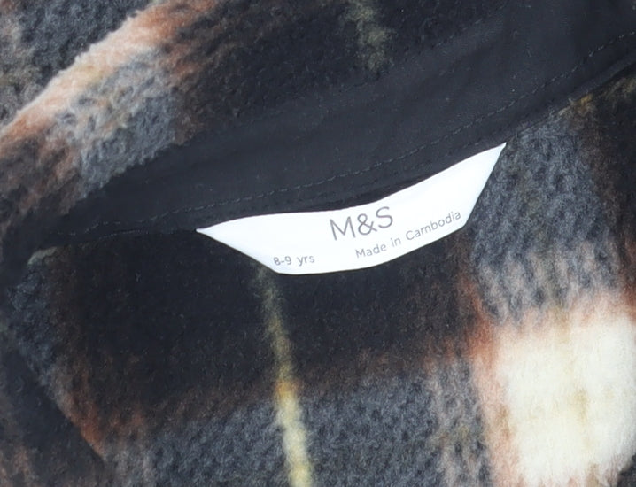 Marks and Spencer Boys Brown Check Long Sleeve Button-Up Shirt 8-9 Years