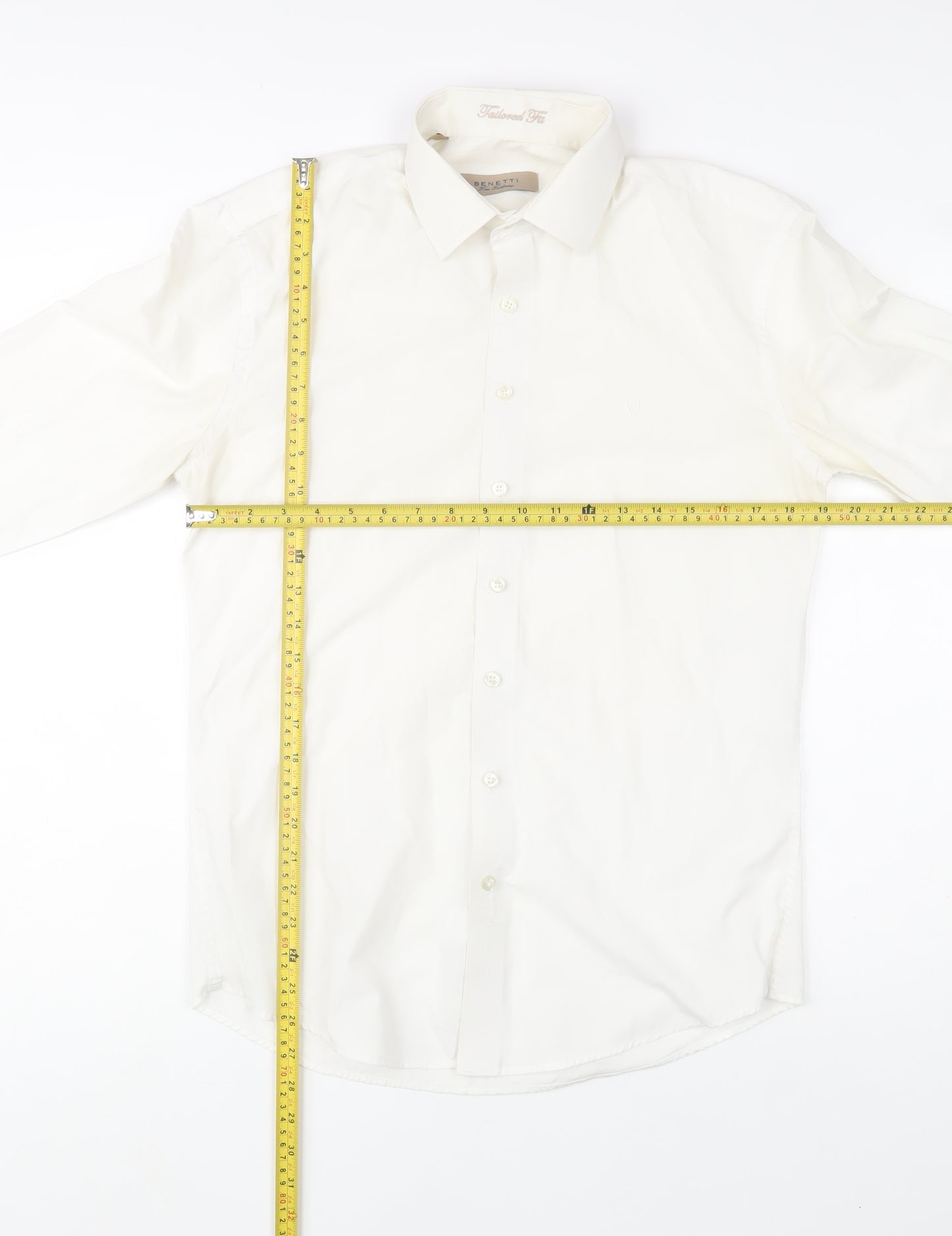 Benetti Men’s White 15.5 Slim Fit Formal Dress Shirt