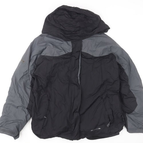 Mountainlife Women Black Grey Hooded Waterproof Puffer Jacket Size 18