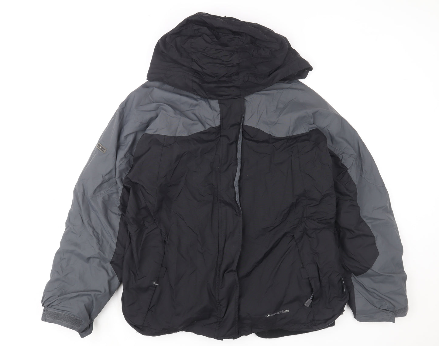 Mountainlife Women Black Grey Hooded Waterproof Puffer Jacket Size 18
