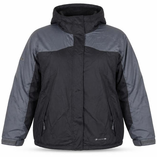 Mountainlife Women Black Grey Hooded Waterproof Puffer Jacket Size 18
