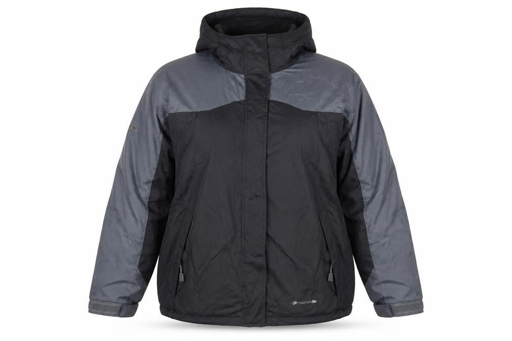 Mountainlife Women Black Grey Hooded Waterproof Puffer Jacket Size 18