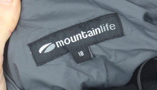 Mountainlife Women Black Grey Hooded Waterproof Puffer Jacket Size 18