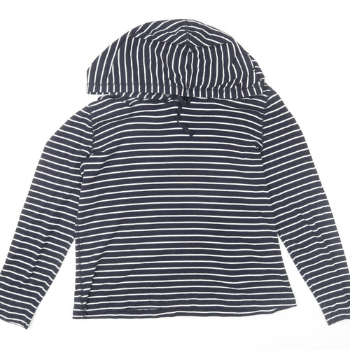 Eddie Bauer Women’s Navy Stripe Cotton Hoodie L Pullover Casual