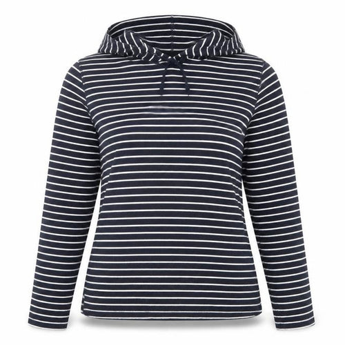 Eddie Bauer Women’s Navy Stripe Cotton Hoodie L Pullover Casual