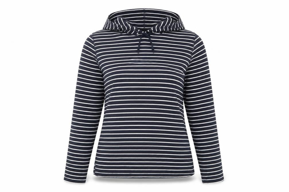 Eddie Bauer Women’s Navy Stripe Cotton Hoodie L Pullover Casual