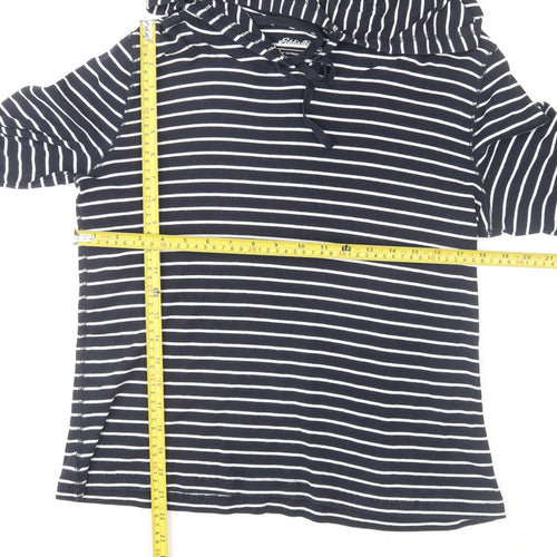 Eddie Bauer Women’s Navy Stripe Cotton Hoodie L Pullover Casual
