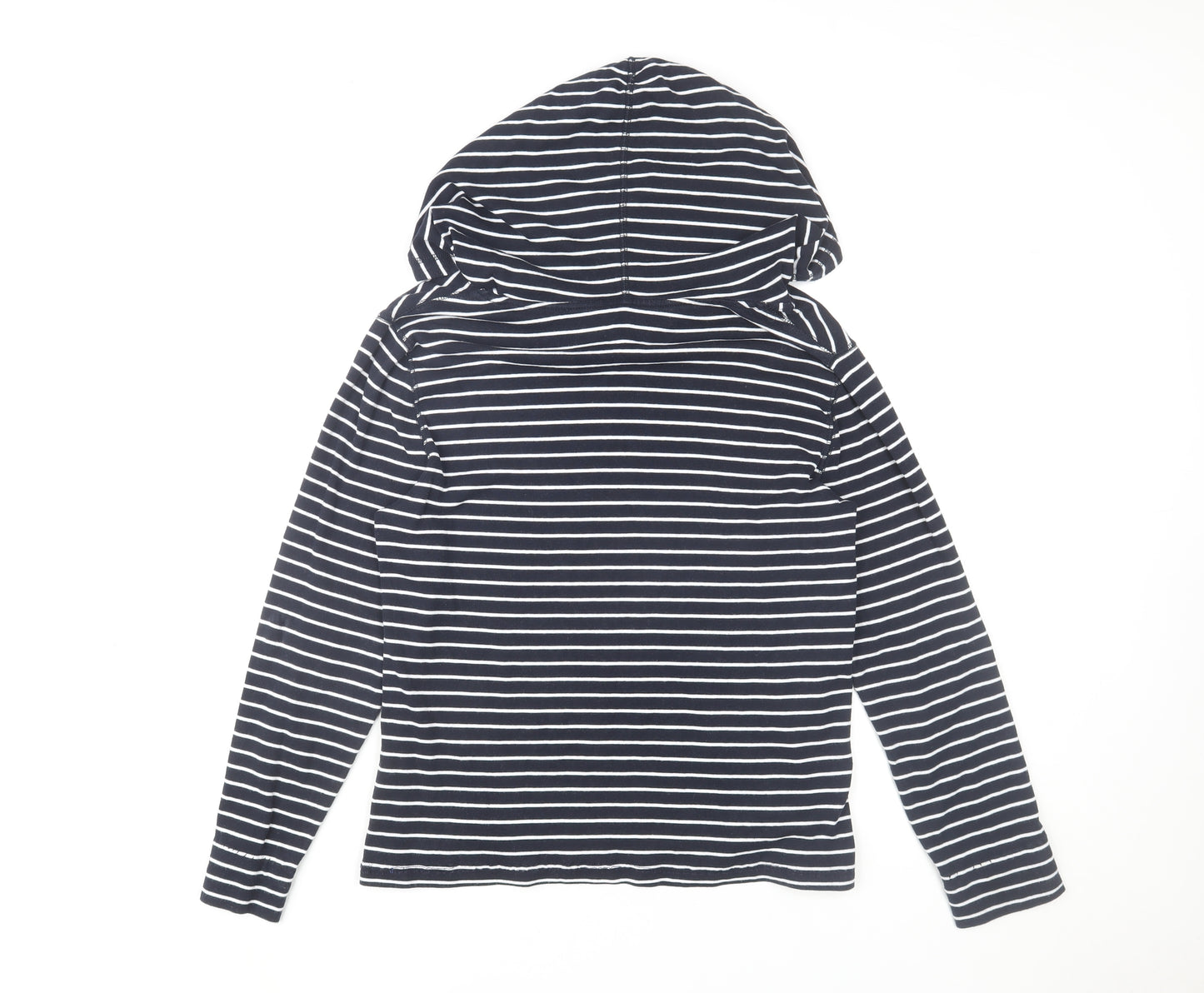 Eddie Bauer Women’s Navy Stripe Cotton Hoodie L Pullover Casual