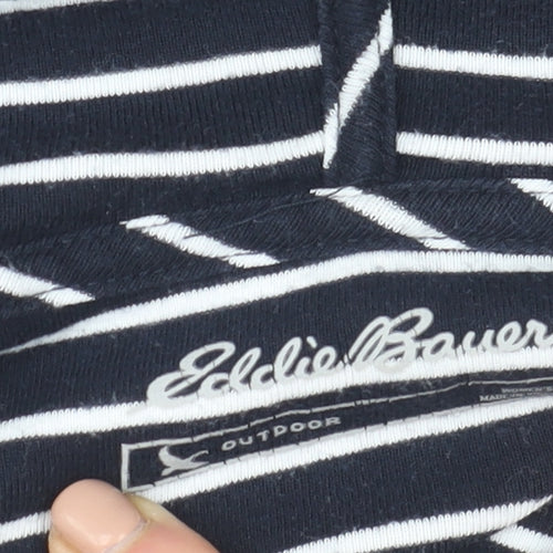 Eddie Bauer Women’s Navy Stripe Cotton Hoodie L Pullover Casual