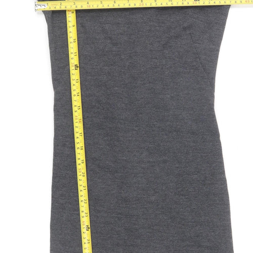Zara Women Grey Knit Shift Dress S Long Sleeve Casual Workwear
