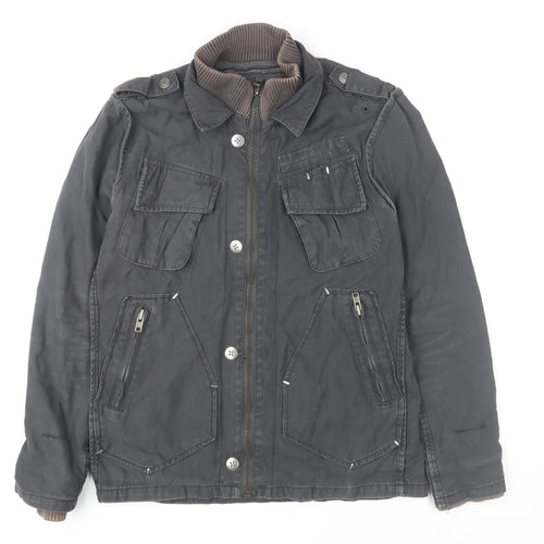 River Island Men’s Black Cotton Military Jacket S