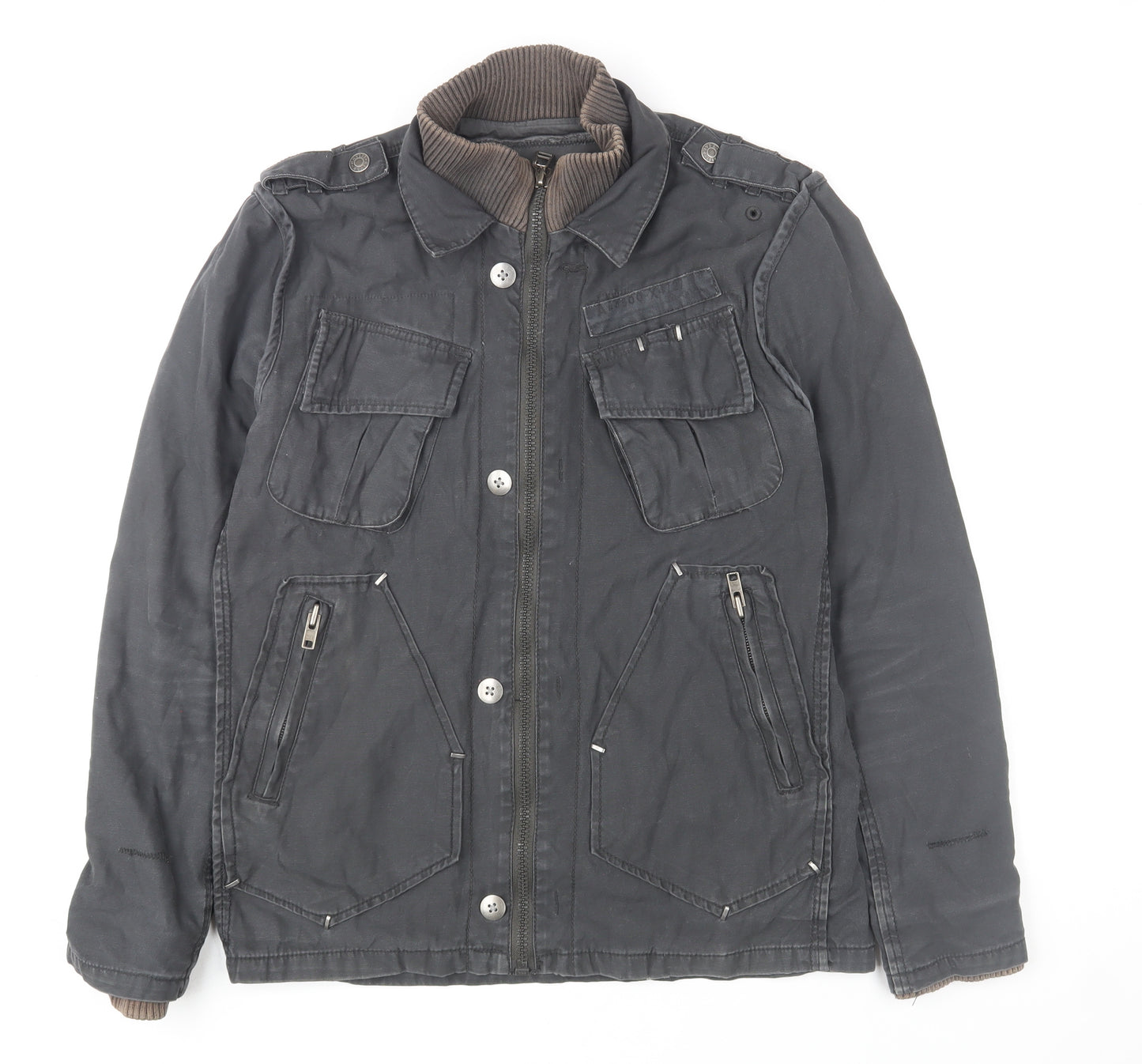 River Island Men’s Black Cotton Military Jacket S