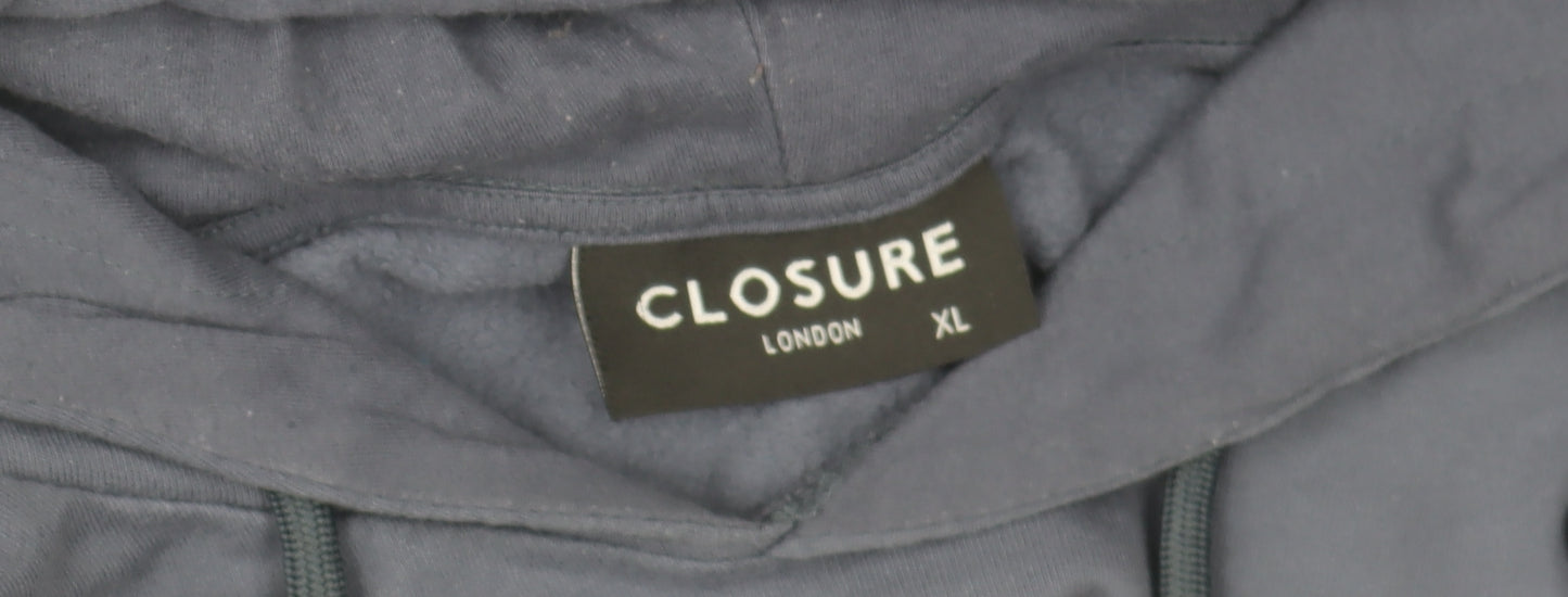 Closure London Men's Blue Pullover Hoodie XL Cotton Blend