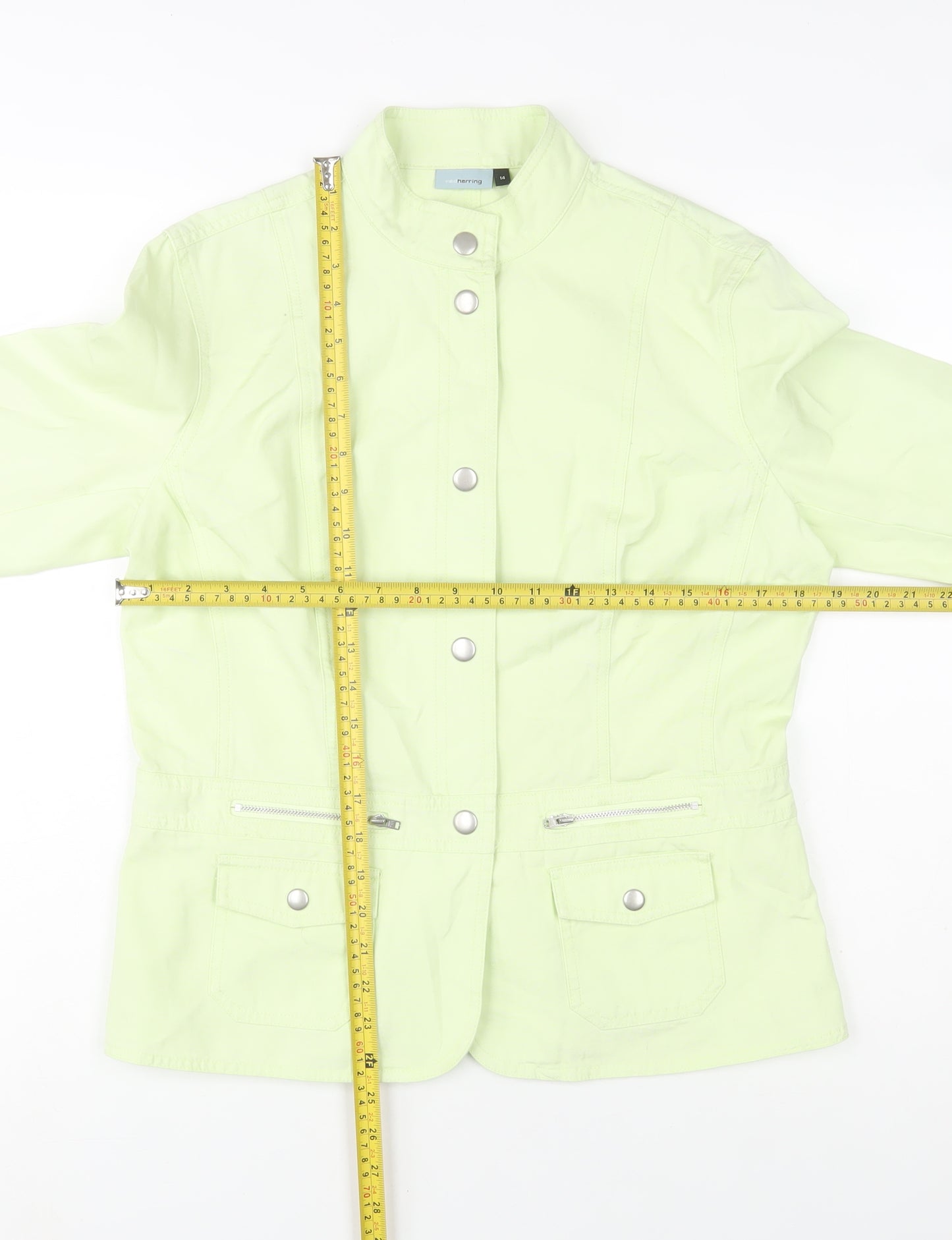 Red Herring Womens Green Cotton Jacket Size 14 Casual Style