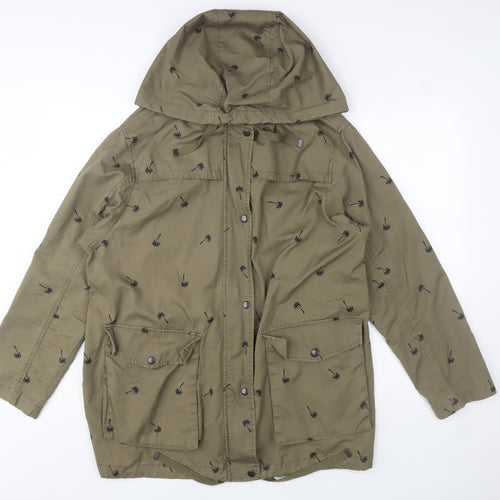 Topshop Women’s Green Hooded Parka Jacket Size 10 Cotton Blend