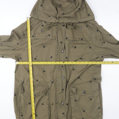 Topshop Women’s Green Hooded Parka Jacket Size 10 Cotton Blend