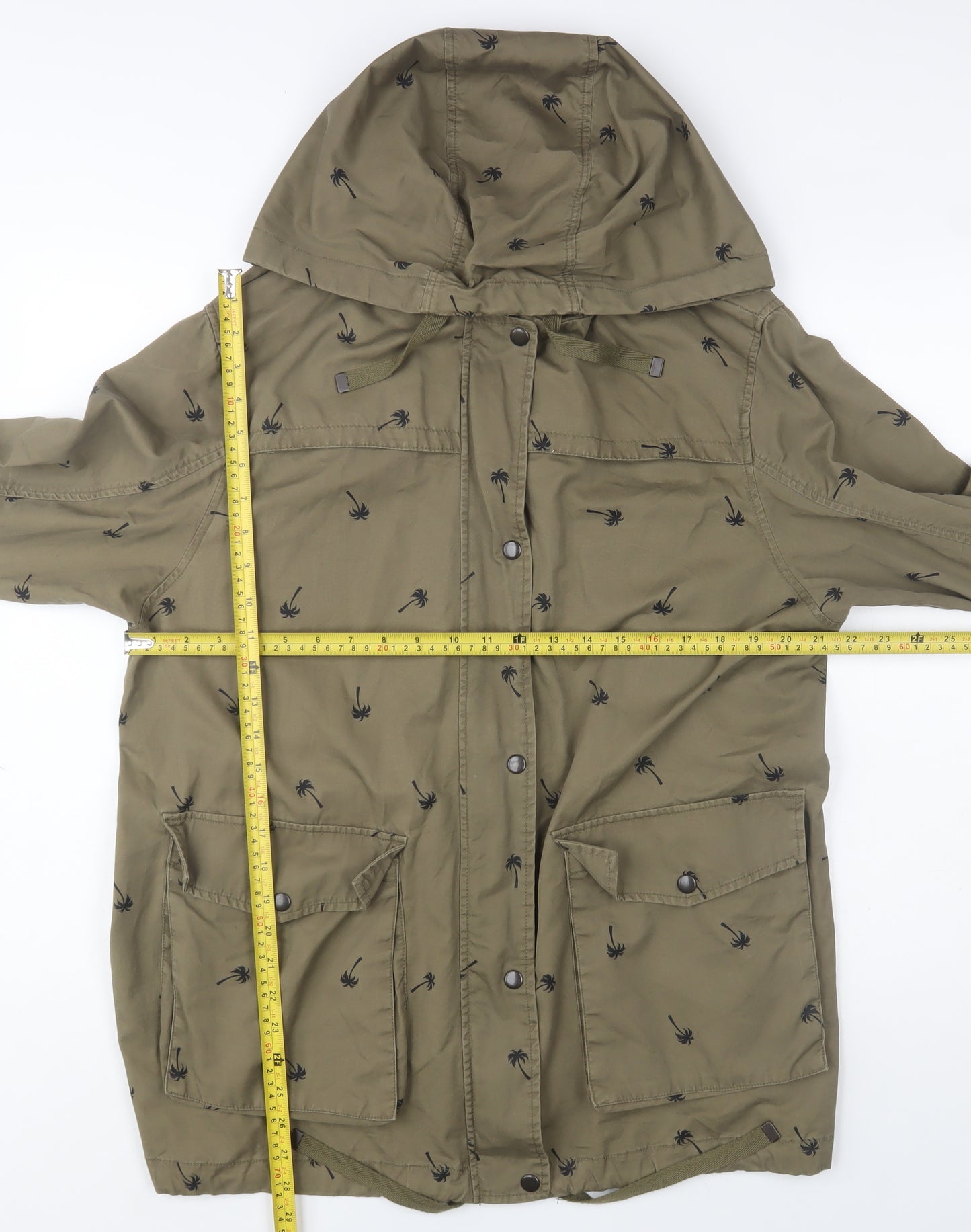 Topshop Women’s Green Hooded Parka Jacket Size 10 Cotton Blend