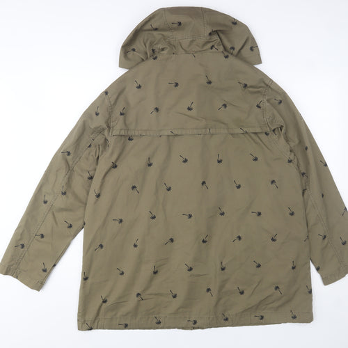 Topshop Women’s Green Hooded Parka Jacket Size 10 Cotton Blend