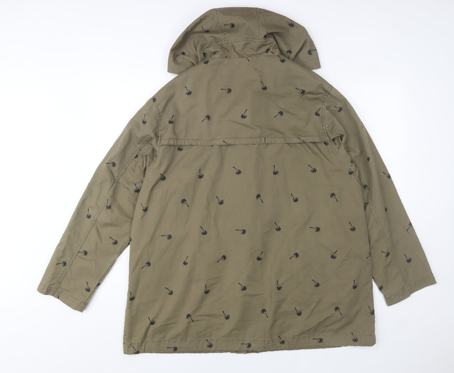 Topshop Women’s Green Hooded Parka Jacket Size 10 Cotton Blend