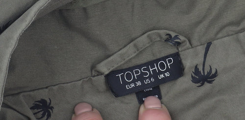 Topshop Women’s Green Hooded Parka Jacket Size 10 Cotton Blend